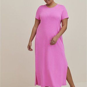 TORRID PINK GLO TEE SHIRT COTTON MAXI DRESS SIZE 1 NWT